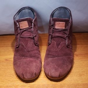 Toms Brown Suede Wedge bootie size W7.5